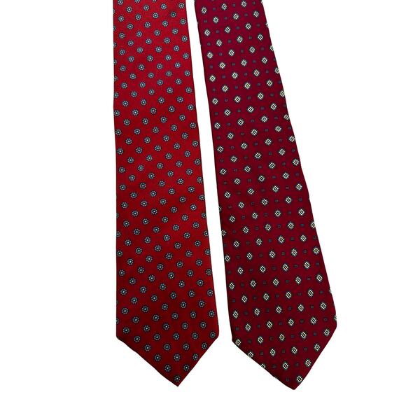 Vintage Pair of Red Lands End Silk Neckties - Picture 1 of 4